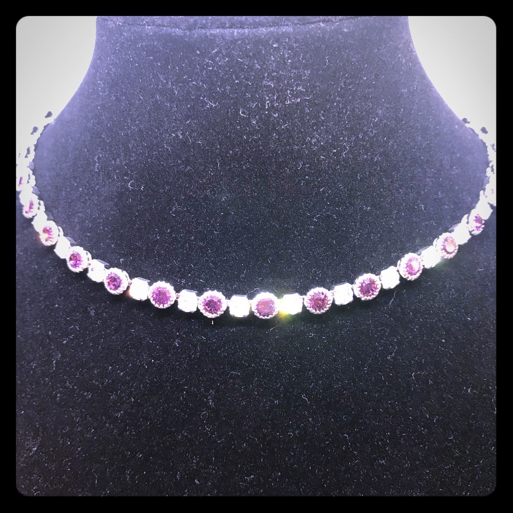 Purple Crystal Necklace w Swarokski Elements JW-8